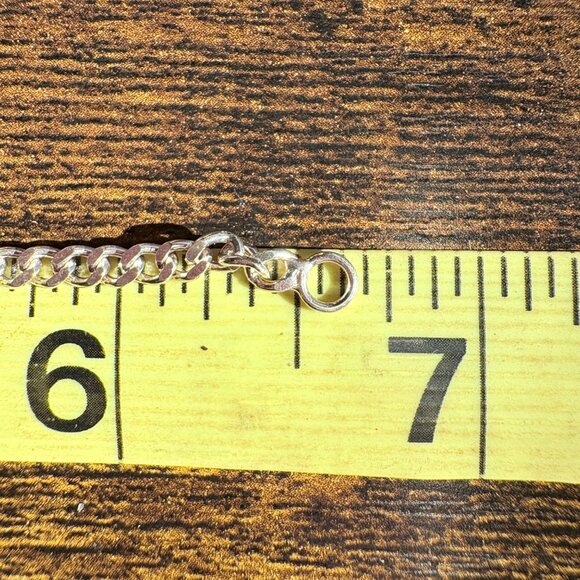VTG Italy Sterling Silver 925 Heart Curb Link ID Bracelet Size 6.5" Length - Picture 7 of 9